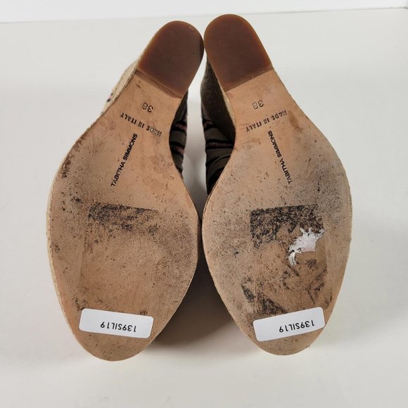 Tabitha Simmons STRIPED OXFORD WEDGE Pink Navy Espadrille Heels Women Sz 7.5 - Picture 11 of 11